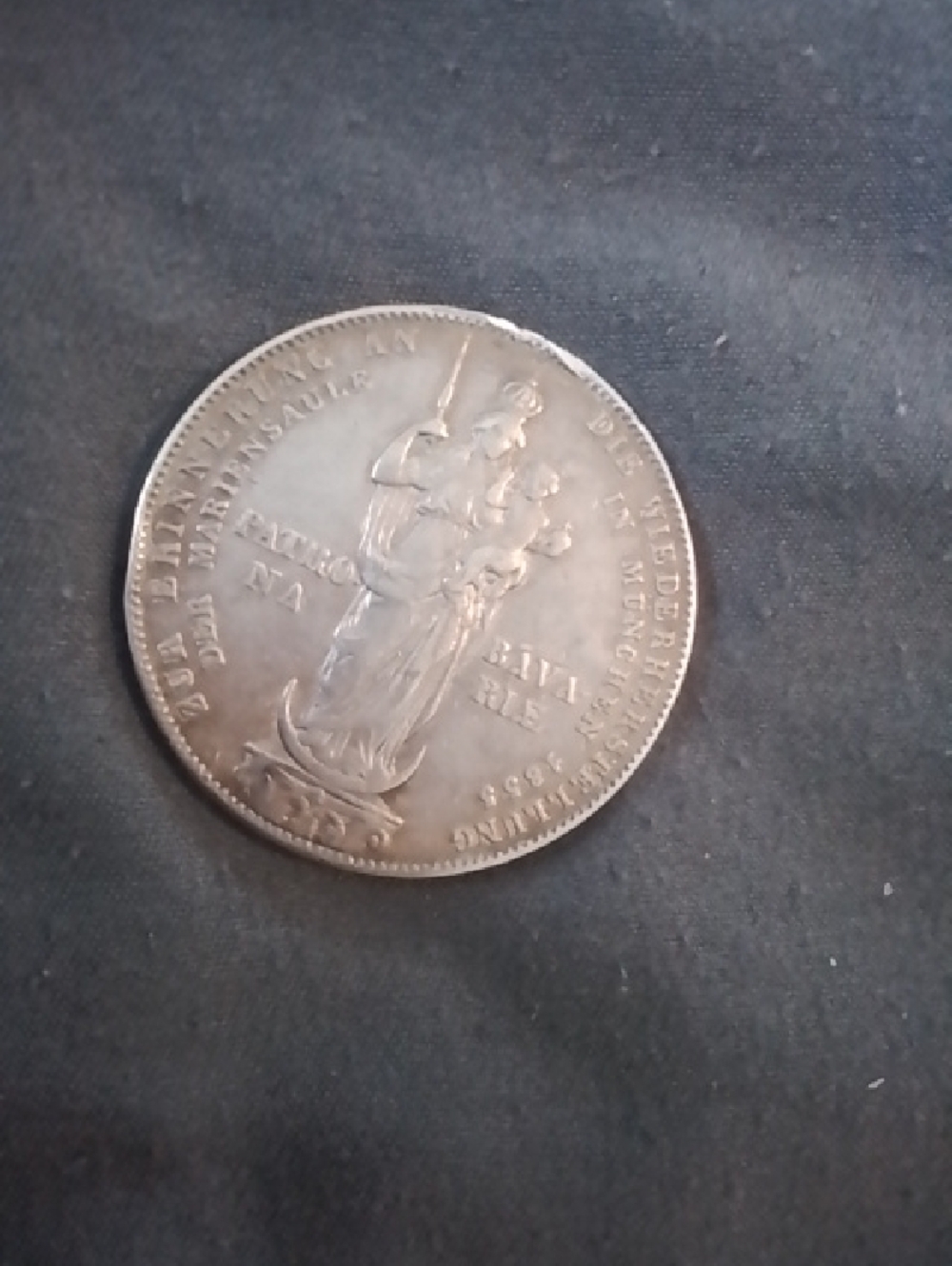 Antique Silver Coin with Figure Relief1855 Silver Coin